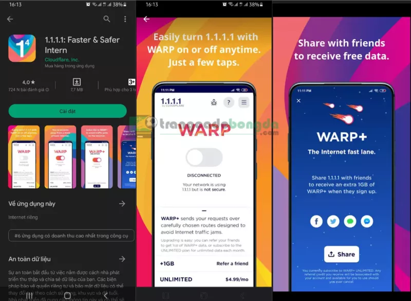 Fb88 bị chặn - Cách truy cập khi link vào Fb88 bị chặn nhanh nhất 9 Cài ứng dụng 1.1.1.1: Faster & Safer Internet