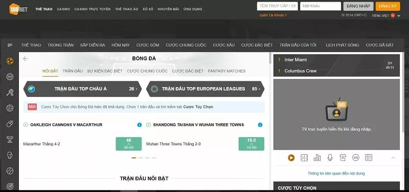 Web cá độ uy tín 188Bet - Hướng dẫn chơi cá cược bóng đá 188Bet chuẩn 16 sảnh cược bóng đá 188bet