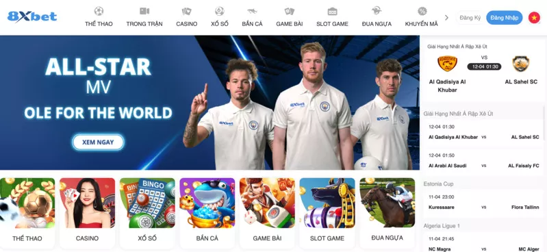 Trang bóng đá 8xBet cá độ - Cách cá cược bóng đá 8xBet chi tiết 13 Giao diện trang cá độ 8xBet