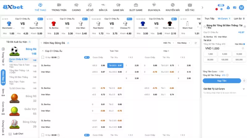 Trang bóng đá 8xBet cá độ - Cách cá cược bóng đá 8xBet chi tiết 9 Sản phẩm cá cược bóng đá 8xbet