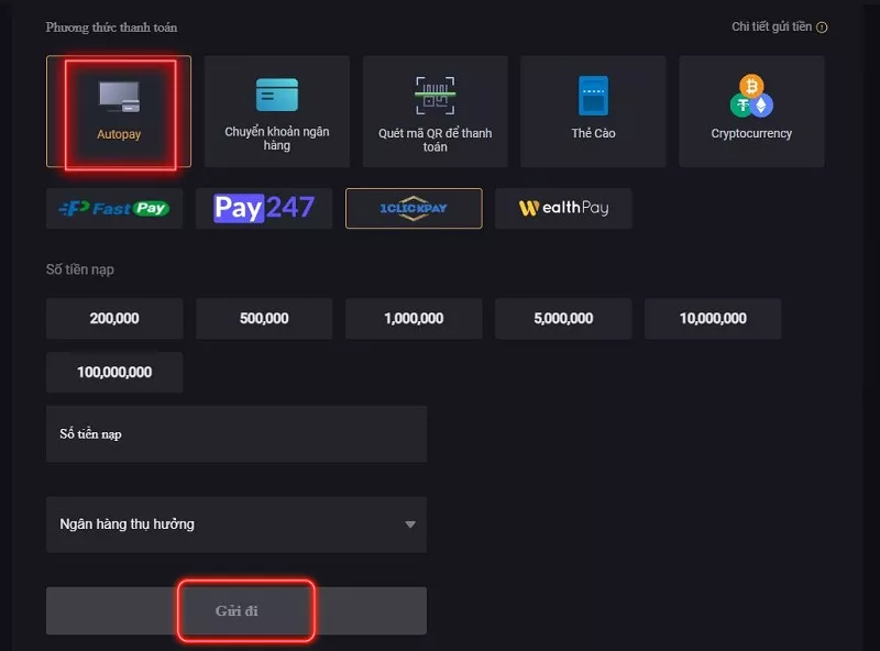 Nạp tiền K8 lên tài khoản cá cược cực nhanh cho người mới 12 Nạp tiền K8 qua Autopay
