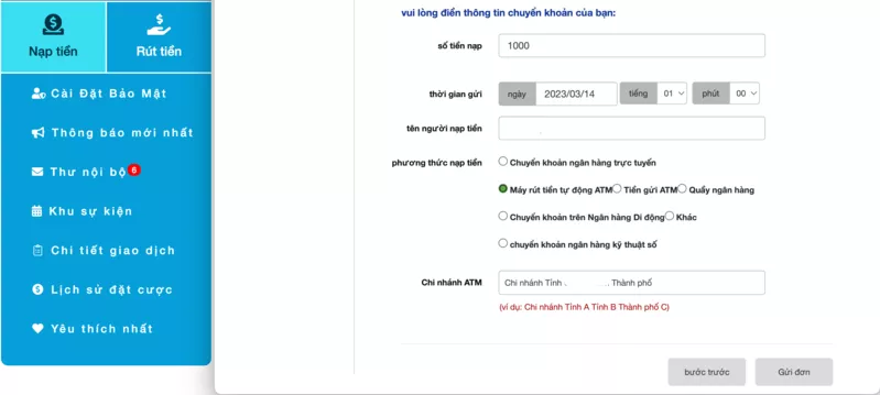 Nạp tiền Hi88 - Hướng dẫn chi tiết cách nạp tiền Hi88 cho bạn mới 20 Nạp tiền Hi88 và điền thông tin xác nhận