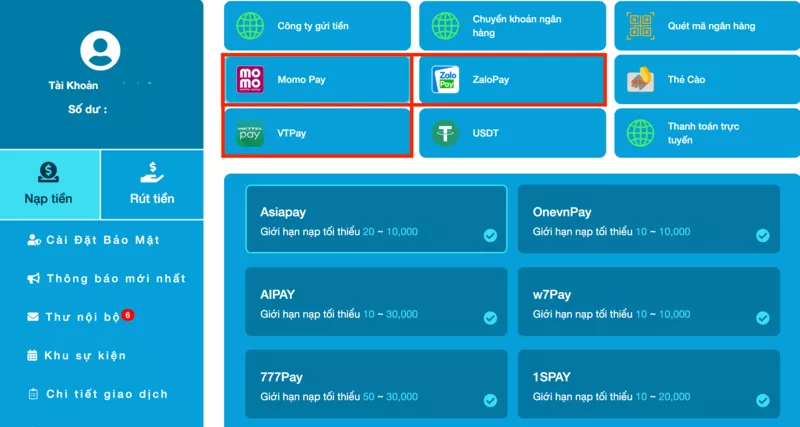 Nạp tiền Hi88 - Hướng dẫn chi tiết cách nạp tiền Hi88 cho bạn mới 25 Chọn hình thức nạp tiền Hi88 qua cổng thanh toán