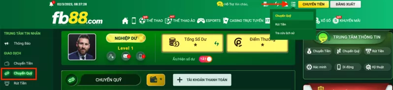 Chuyển quỹ Fb88 - Hướng dẫn chi tiết cách chuyển quỹ Fb88 cược đơn giản 10 Truy cập trang chuyển quỹ Fb88
