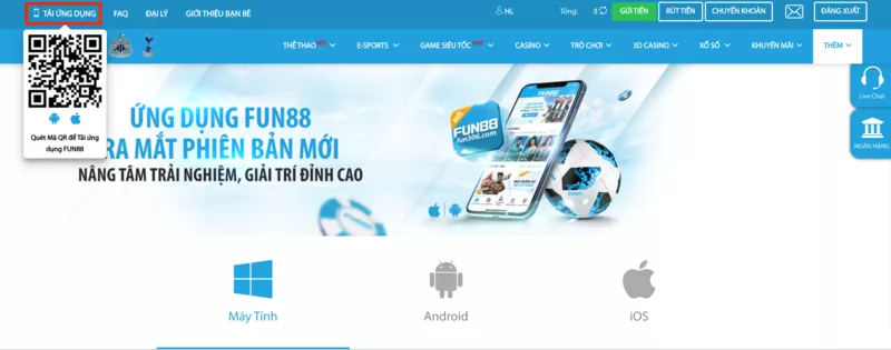 Ứng dụng Fun88 - Cách tải Fun88 mobile trải nghiệm trò chơi thú vị 8 Truy cập vào trang tải app Fun88 lấy mã QR
