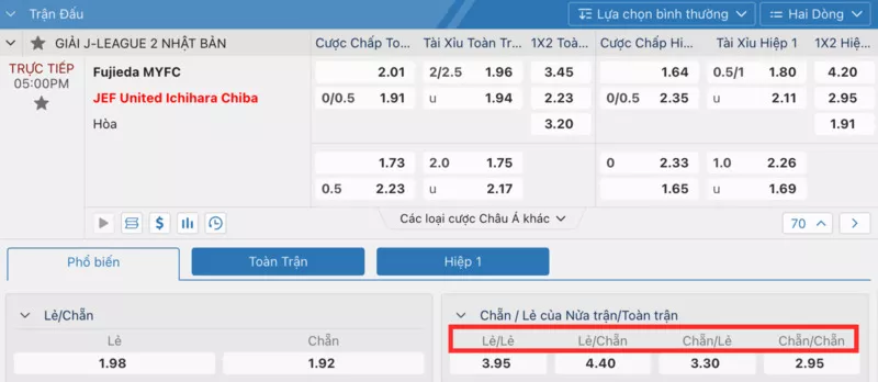 Kèo chẵn lẻ - Cách chơi kèo chẵn lẻ trong cá cược bóng đá online 34 Kèo Lẻ/Chẵn