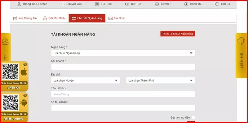 Hướng dẫn nạp tiền VN88 chi tiết và hiệu quả 14 Nạp tiền Vn88 qua ngân hàng