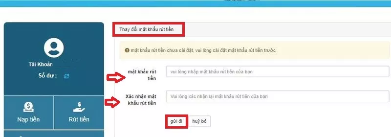 Hướng dẫn rút tiền Shbet về tài khoản nhanh và đơn giản nhất 9 Thay đổi mật khẩu rút tiền Shbet