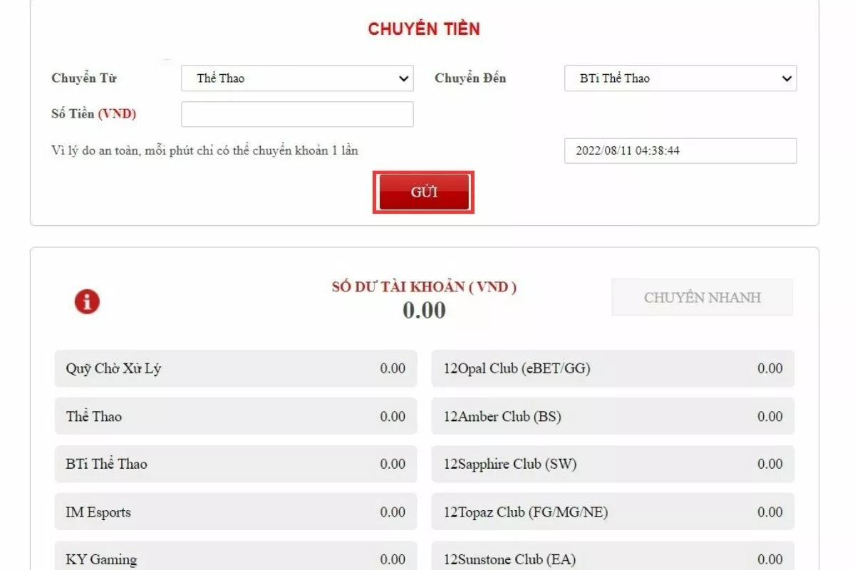 Hướng dẫn rút tiền 12Bet cực kỳ nhanh chóng 10 Thực hiện chuyển tiền 12bet