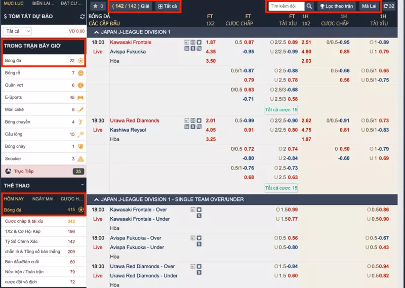 Web cá cược SHBet - Hướng dẫn chơi cá độ bóng đá Shbet chi tiết 47 Chọn trận đấu cá cược bóng đá Shbet