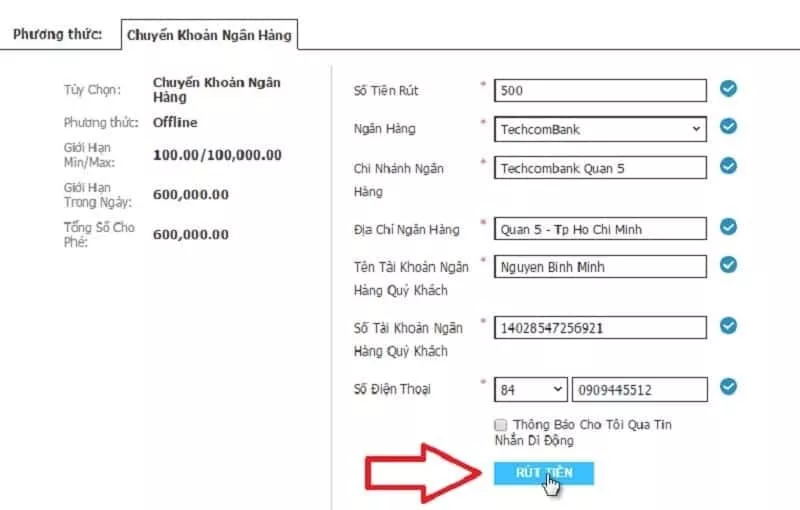 Hướng dẫn rút tiền W88 cho người thắng cuộc 25 Điền lệnh rút tiền W88