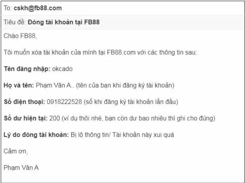 Cách xóa tài khoản Fb88 nhanh và an toàn nhất 7 Mẫu email xóa tài khoản Fb88