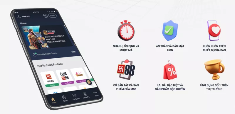 Ứng dụng M88 - Hướng dẫn cách tải M88 nhanh chóng về máy 8 Sử dụng ứng dụng M88 với đầy đủ kho trò chơi giải trí
