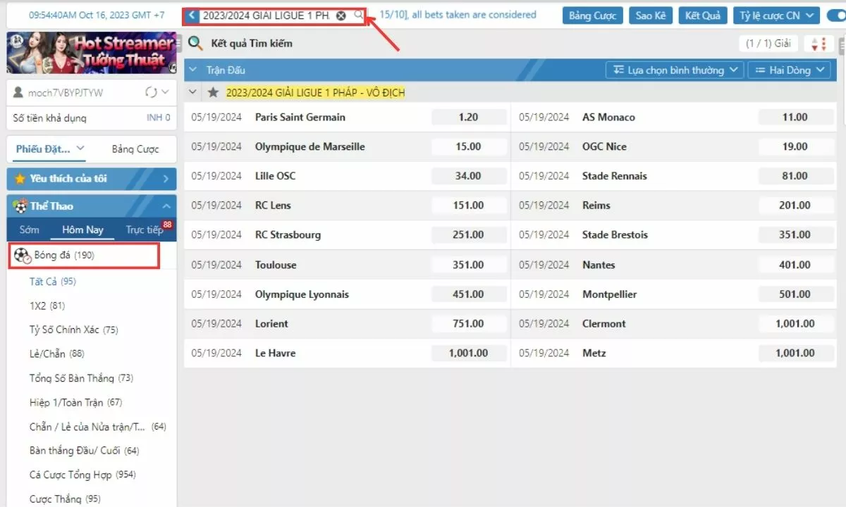 Hướng dẫn cá cược Ligue 1 tại các nhà cái trực tuyến 10 Chọn giải đấu Ligue 1