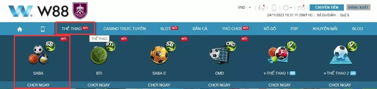 Cách cá cược Cúp bóng đá Châu Á - AFC Asian Cup trong 2 phút 11 Vào sảnh chơi thể thao Saba tại W88